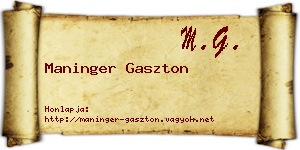 Maninger Gaszton névjegykártya